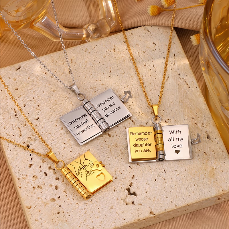My Little Star Book Necklace for Daughter, Birthday Day Gift Graduation Jewelry of Love