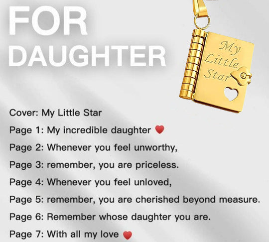 My Little Star Book Necklace for Daughter, Birthday Day Gift Graduation Jewelry of Love