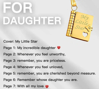My Little Star Book Necklace for Daughter, Birthday Day Gift Graduation Jewelry of Love