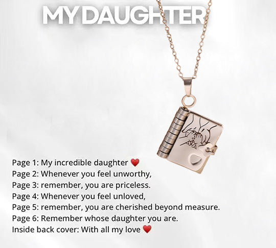 My Little Star Book Necklace for Daughter, Birthday Day Gift Graduation Jewelry of Love