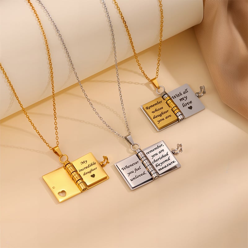 My Little Star Book Necklace for Daughter, Birthday Day Gift Graduation Jewelry of Love